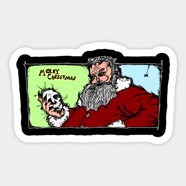 Dark and Gritty Gothic Scary Santa Claus Sticker by MacSquiddles